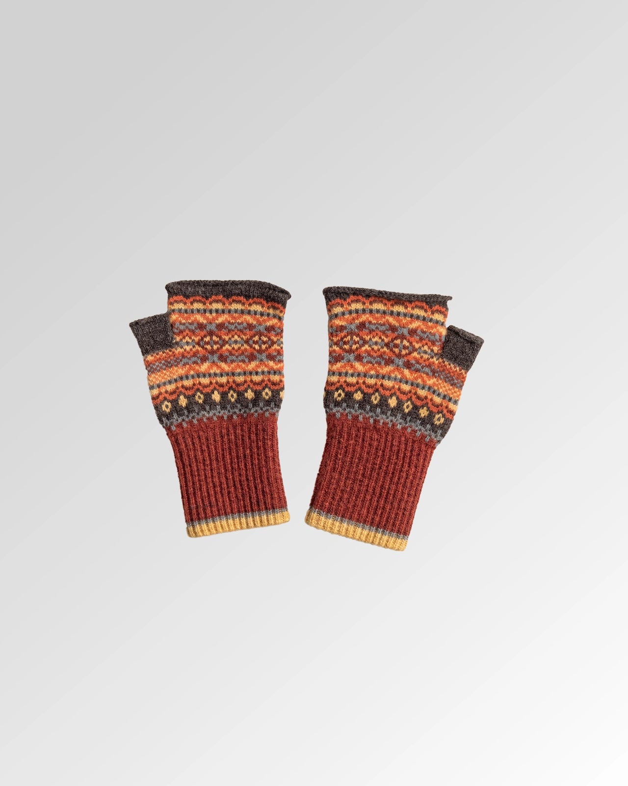 Fairisle Merino Wool Open Mitt