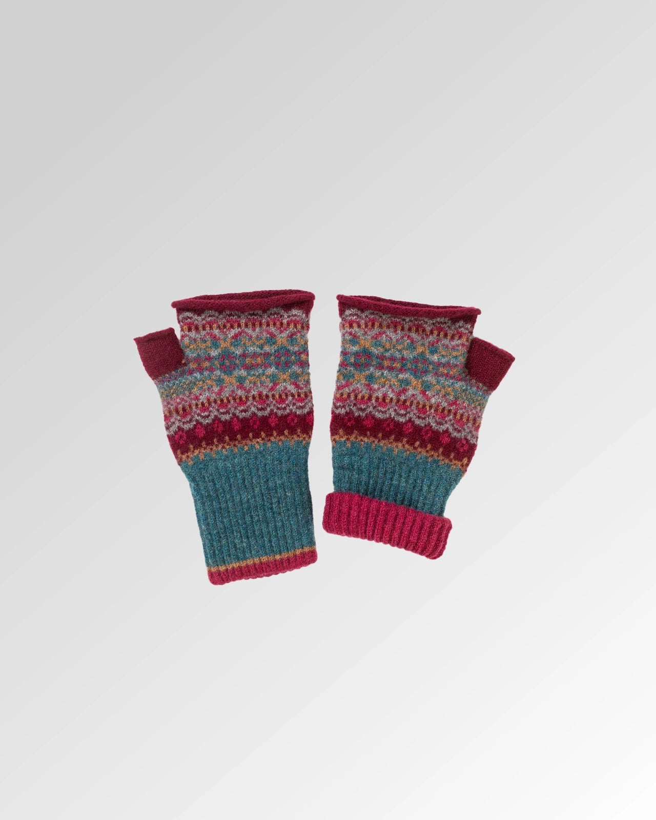 Fairisle Merino Wool Open Mitt