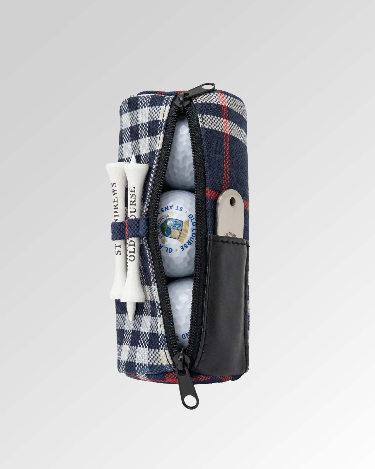 Tartan Golf Pouch Set - Includes Balls, Tees & Divot Tool