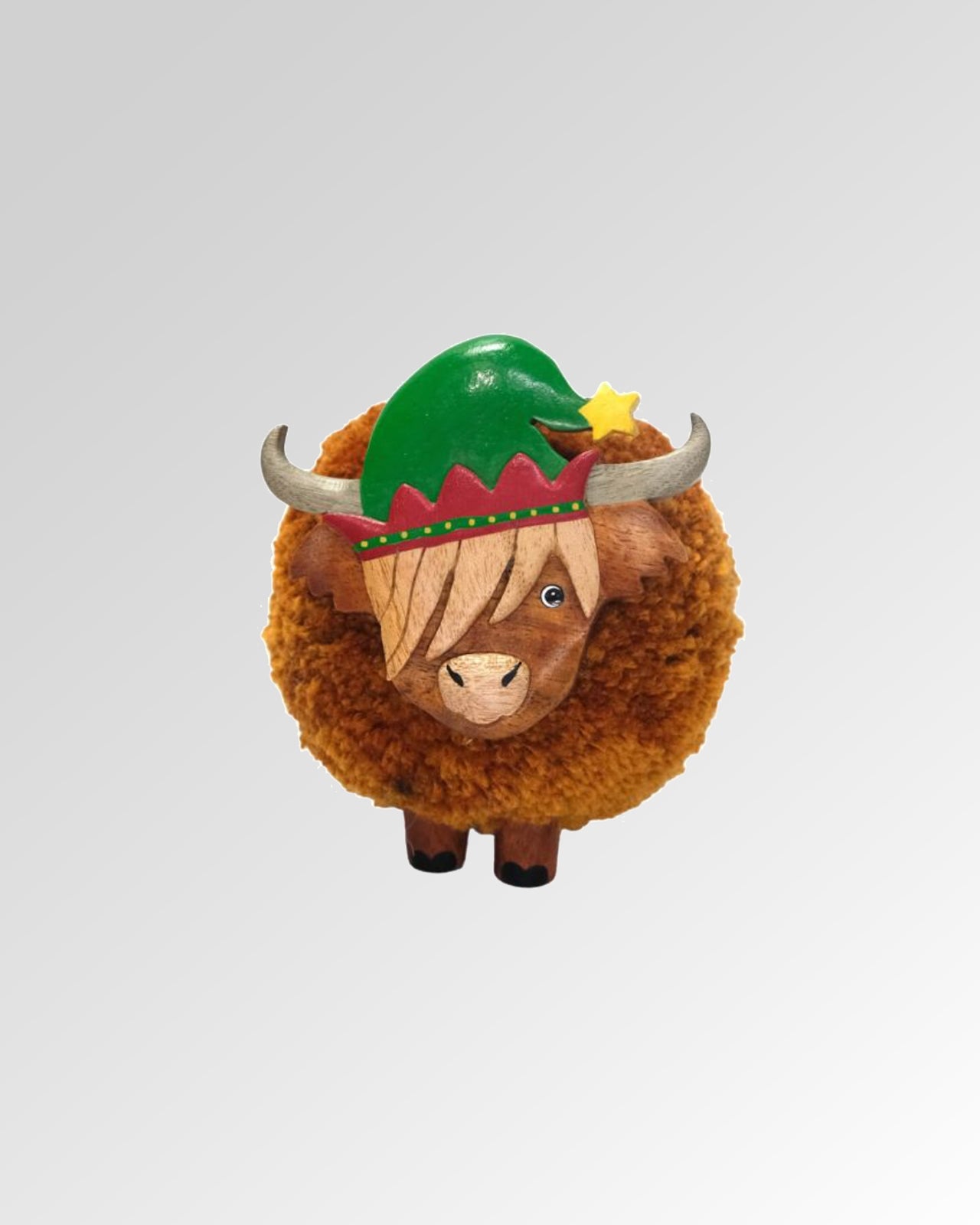 Large Festive Standing Highland Cow Pompom