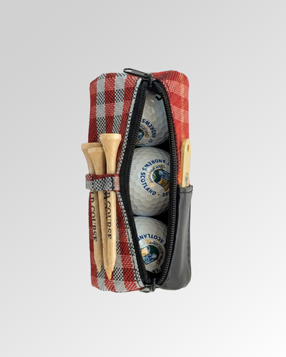 Tartan Golf Pouch Set - Includes Balls, Tees & Divot Tool